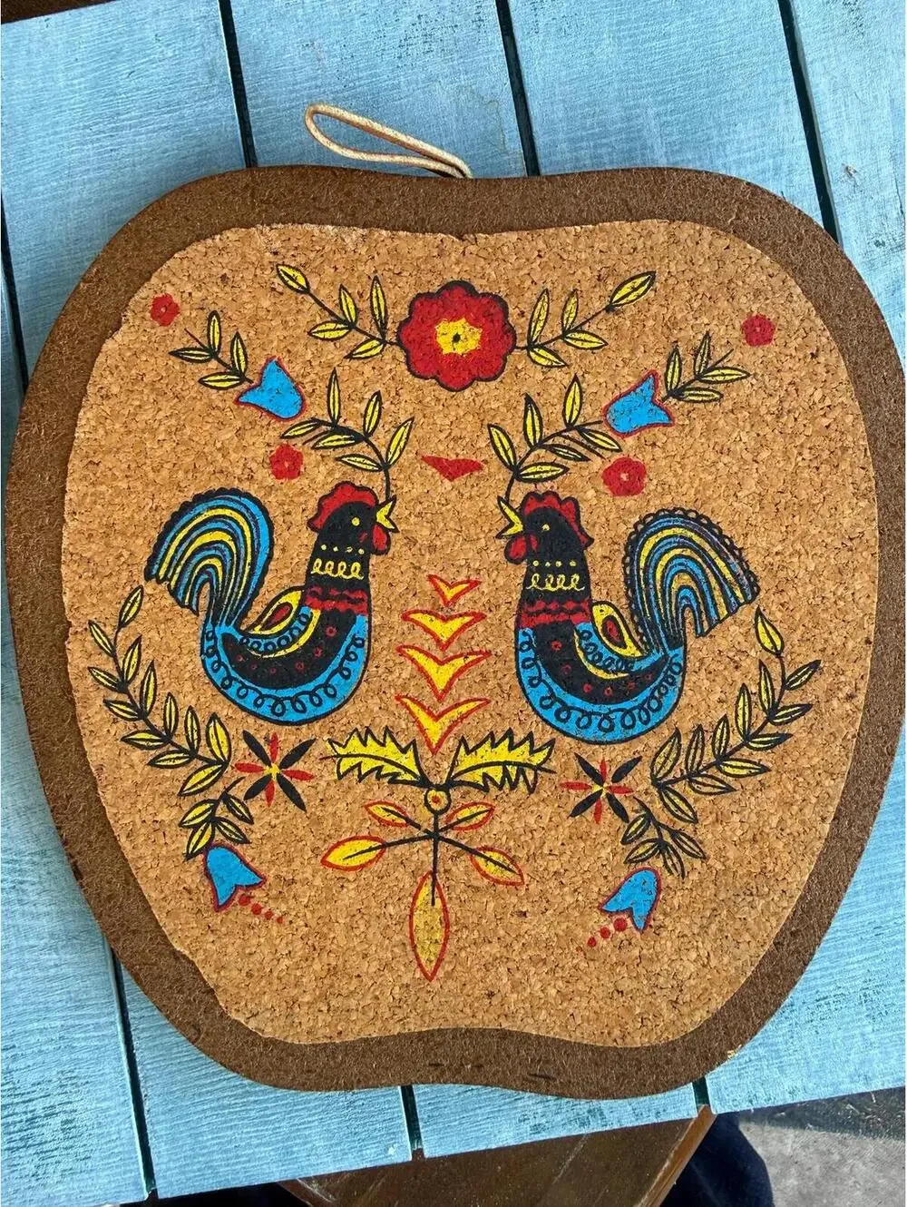 Vintage Pennsylvania Dutch Style rooster trivets (2)